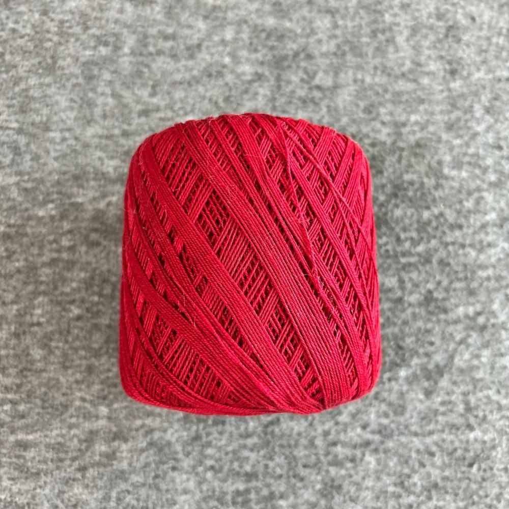 Red Crochet Thread Ball Cotton Lace Weight Yarn for Embroidery and Crafting